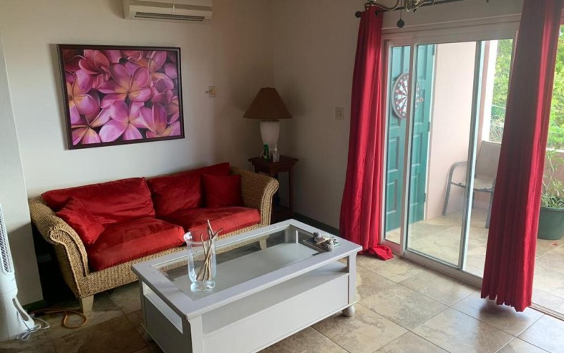 Living Room of fully furnished 1 bedroom apartment located in Simpsonbay, Sint Maarten.