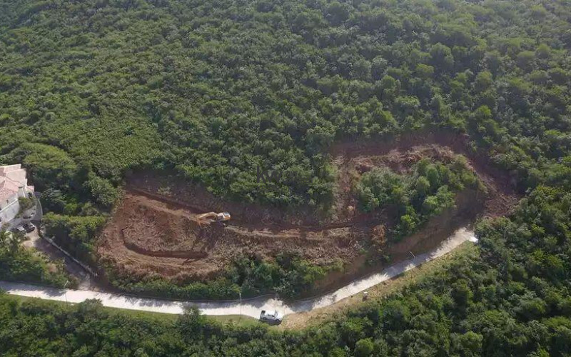 When the land was cleared out to start the build.